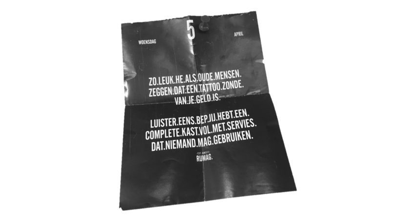 Scheurkalender tattoos en serviesgoed