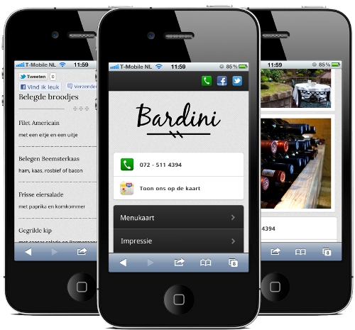 Bardini mobiele website